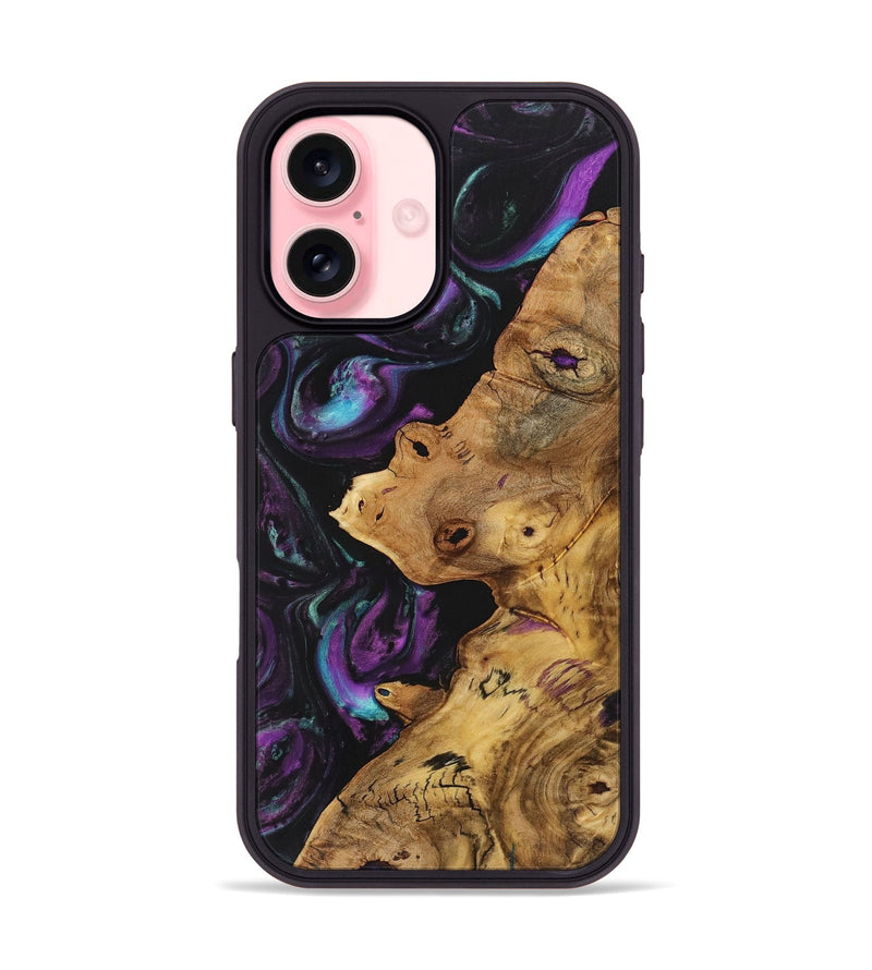 iPhone 16 Wood+Resin Phone Case - Emerson (Purple, 723201)