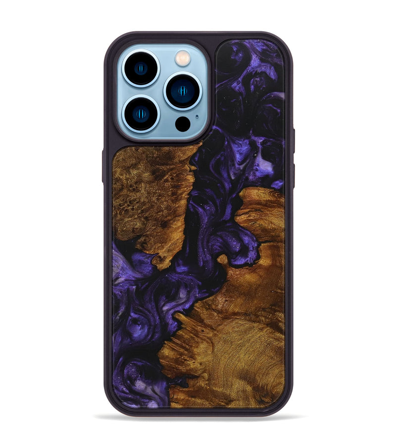 iPhone 14 Pro Max Wood+Resin Phone Case - Craig (Purple, 723202)