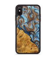 iPhone Xs Max Wood+Resin Phone Case - Saul (Teal & Gold, 723209)