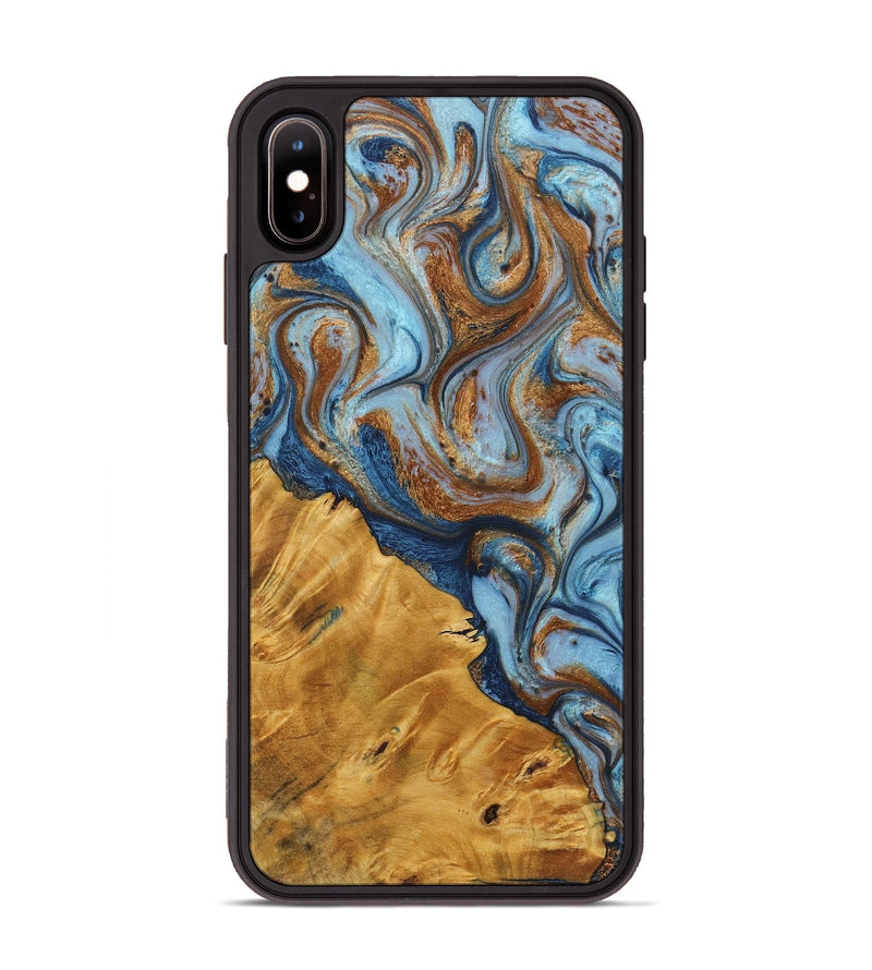 iPhone Xs Max Wood+Resin Phone Case - Saul (Teal & Gold, 723209)