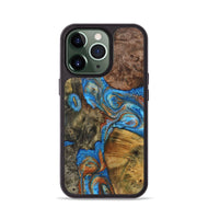 iPhone 13 Pro Wood+Resin Phone Case - Kane (Teal & Gold, 723210)