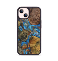 iPhone 14 Wood+Resin Phone Case - Kane (Teal & Gold, 723210)