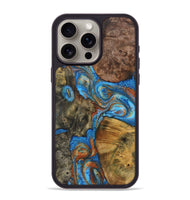 iPhone 15 Pro Max Wood+Resin Phone Case - Kane (Teal & Gold, 723210)