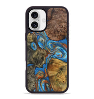 iPhone 16 Plus Wood+Resin Phone Case - Kane (Teal & Gold, 723210)