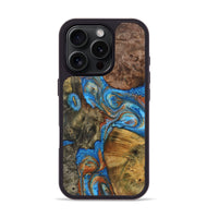 iPhone 16 Pro Wood+Resin Phone Case - Kane (Teal & Gold, 723210)