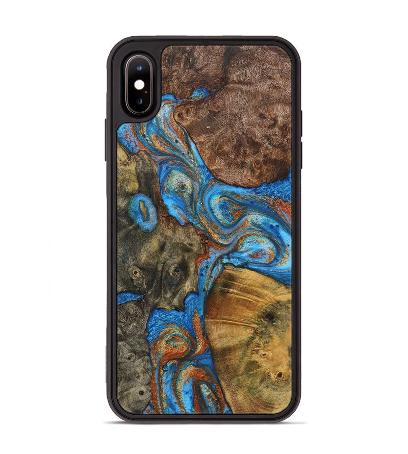 iPhone Xs Max Wood+Resin Phone Case - Kane (Teal & Gold, 723210)