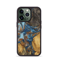 iPhone 13 Pro Wood+Resin Phone Case - Milani (Teal & Gold, 723211)