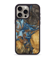 iPhone 15 Pro Max Wood+Resin Phone Case - Milani (Teal & Gold, 723211)