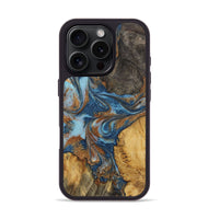 iPhone 16 Pro Wood+Resin Phone Case - Milani (Teal & Gold, 723211)