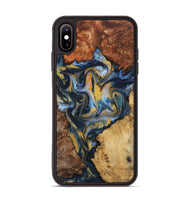 iPhone Xs Max Wood+Resin Phone Case - Nicolette (Teal & Gold, 723213)