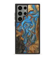 Galaxy S23 Ultra Wood+Resin Phone Case - Marely (Teal & Gold, 723214)