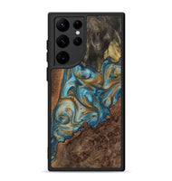 Galaxy S22 Ultra Wood+Resin Phone Case - Gideon (Teal & Gold, 723219)