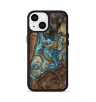 iPhone 13 Wood+Resin Phone Case - Gideon (Teal & Gold, 723219)