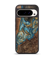 Pixel 9 Pro Wood+Resin Phone Case - Gideon (Teal & Gold, 723219)