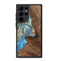 Galaxy S22 Ultra Wood+Resin Phone Case - Traci (Teal & Gold, 723223)