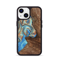 iPhone 13 Wood+Resin Phone Case - Traci (Teal & Gold, 723223)