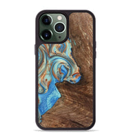 iPhone 13 Pro Max Wood+Resin Phone Case - Traci (Teal & Gold, 723223)