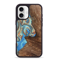 iPhone 16 Plus Wood+Resin Phone Case - Traci (Teal & Gold, 723223)