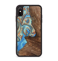 iPhone Xs Max Wood+Resin Phone Case - Traci (Teal & Gold, 723223)