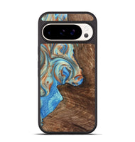 Pixel 9 Pro Wood+Resin Phone Case - Traci (Teal & Gold, 723223)