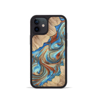 iPhone 12 mini Wood+Resin Phone Case - Addisyn (Teal & Gold, 723224)