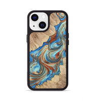 iPhone 13 Wood+Resin Phone Case - Addisyn (Teal & Gold, 723224)