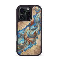 iPhone 16 Pro Wood+Resin Phone Case - Addisyn (Teal & Gold, 723224)