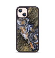 iPhone 14 Wood+Resin Phone Case - Marlon (Teal & Gold, 723225)