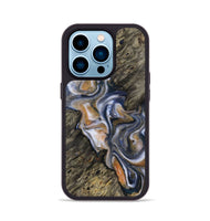 iPhone 14 Pro Wood+Resin Phone Case - Marlon (Teal & Gold, 723225)