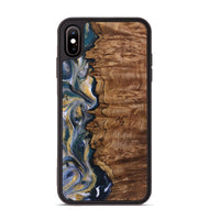 iPhone Xs Max Wood+Resin Phone Case - Rachelle (Teal & Gold, 723227)