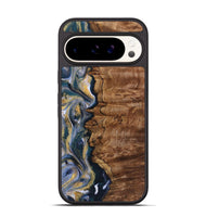 Pixel 9 Pro Wood+Resin Phone Case - Rachelle (Teal & Gold, 723227)