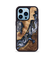 iPhone 14 Pro Wood+Resin Phone Case - Hayes (Teal & Gold, 723228)