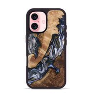 iPhone 16 Wood+Resin Phone Case - Hayes (Teal & Gold, 723228)