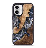 iPhone 16 Plus Wood+Resin Phone Case - Hayes (Teal & Gold, 723228)