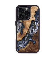 iPhone 16 Pro Wood+Resin Phone Case - Hayes (Teal & Gold, 723228)