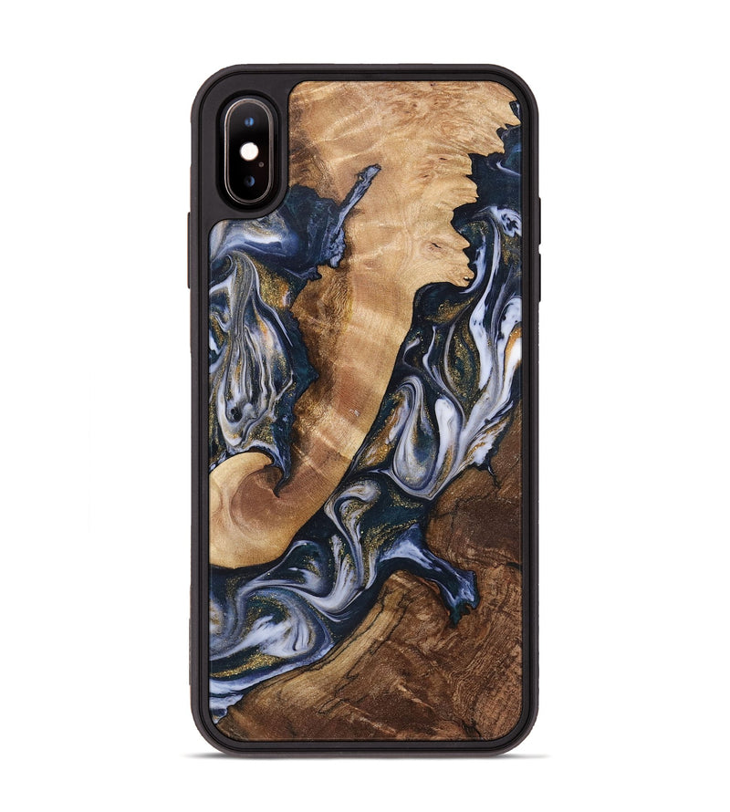 iPhone Xs Max Wood+Resin Phone Case - Hayes (Teal & Gold, 723228)