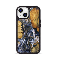 iPhone 13 Wood+Resin Phone Case - Londyn (Teal & Gold, 723229)