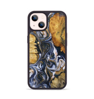 iPhone 14 Wood+Resin Phone Case - Londyn (Teal & Gold, 723229)