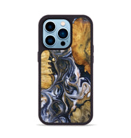 iPhone 14 Pro Wood+Resin Phone Case - Londyn (Teal & Gold, 723229)