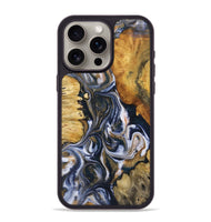 iPhone 15 Pro Max Wood+Resin Phone Case - Londyn (Teal & Gold, 723229)