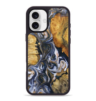 iPhone 16 Plus Wood+Resin Phone Case - Londyn (Teal & Gold, 723229)