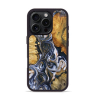 iPhone 16 Pro Wood+Resin Phone Case - Londyn (Teal & Gold, 723229)