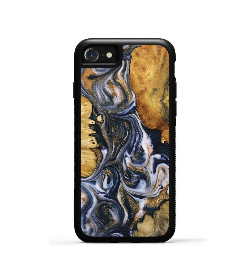 iPhone SE Wood+Resin Phone Case - Londyn (Teal & Gold, 723229)