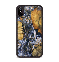 iPhone Xs Max Wood+Resin Phone Case - Londyn (Teal & Gold, 723229)