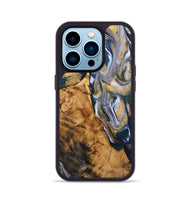 iPhone 14 Pro Wood+Resin Phone Case - Alvin (Teal & Gold, 723230)