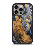 iPhone 15 Pro Max Wood+Resin Phone Case - Alvin (Teal & Gold, 723230)