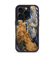 iPhone 16 Pro Wood+Resin Phone Case - Alvin (Teal & Gold, 723230)