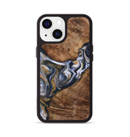 iPhone 13 Wood+Resin Phone Case - Angelica (Teal & Gold, 723232)