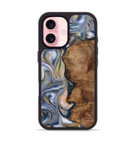 iPhone 16 Wood+Resin Phone Case - Santiago (Teal & Gold, 723237)