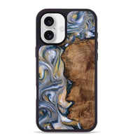 iPhone 16 Plus Wood+Resin Phone Case - Santiago (Teal & Gold, 723237)